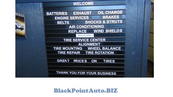 Black Point Auto & Towing - desk sign